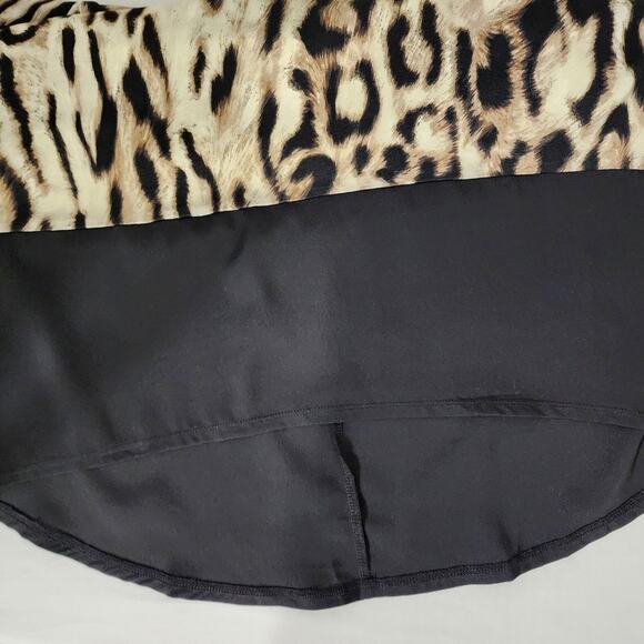 Chicos Leopard Chic Knit Tunic Top Medium Black Panel Hem 3/4 Sleeve Mixed Media - Picture 12 of 12